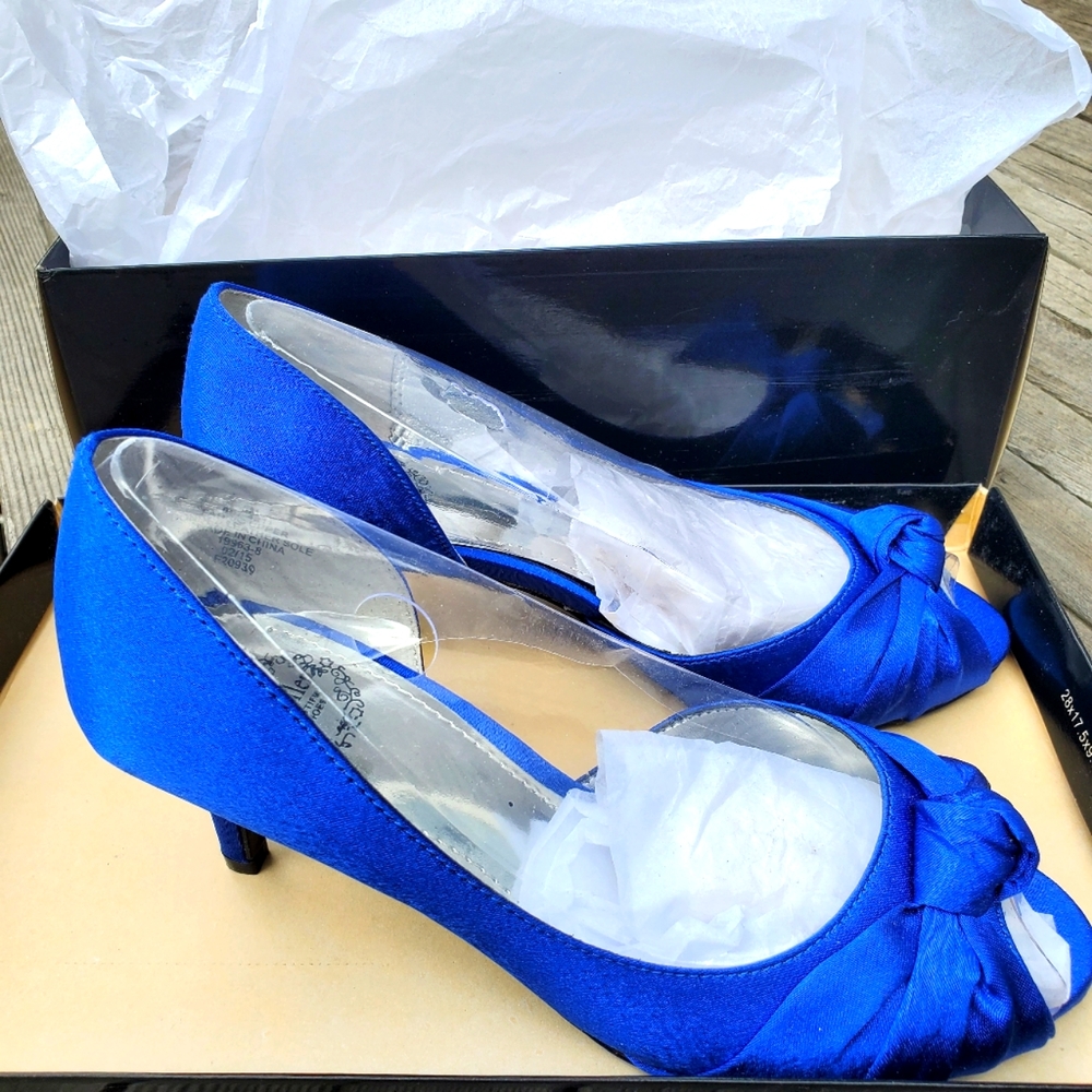 Royal Blue satin dress heels formal
